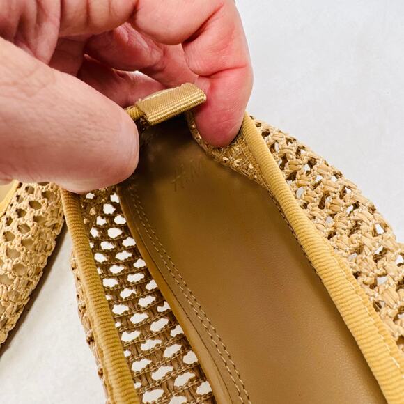 H&M Tan Mesh Ballet Flats Shoes Size 41 Lightweight Woven Net Slip-On Flats - Picture 4 of 8